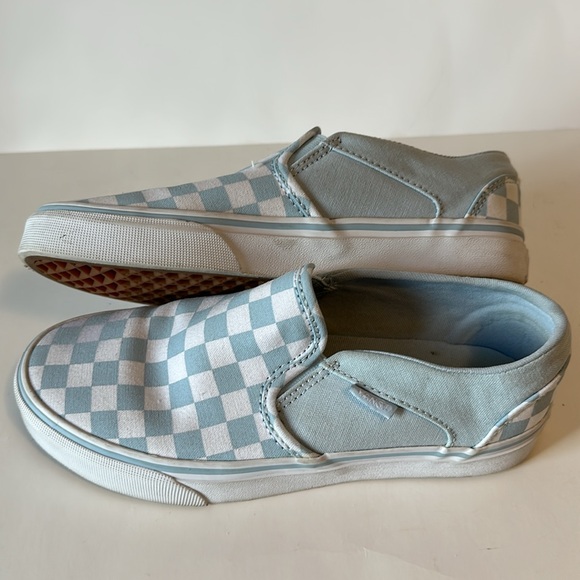 VANS Slip Ons Checkered White and Light Blue, Women’s Size 6.5 - Picture 4 of 8